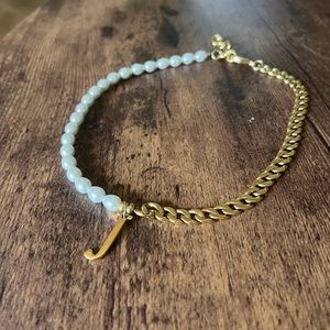 Martha Calvo Pearl and Chain letter necklace